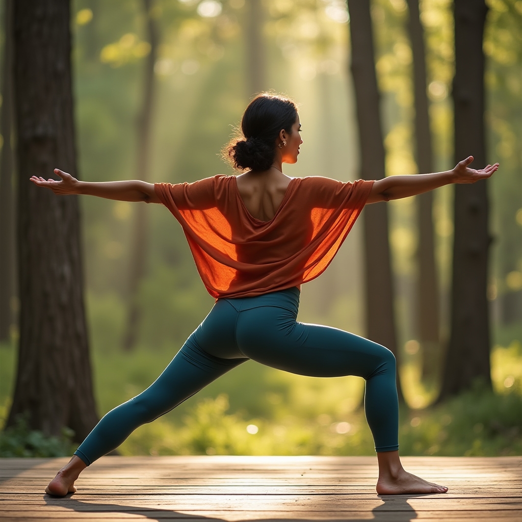 Personne pratiquant le yoga en plein air dans un cadre naturel apaisé
